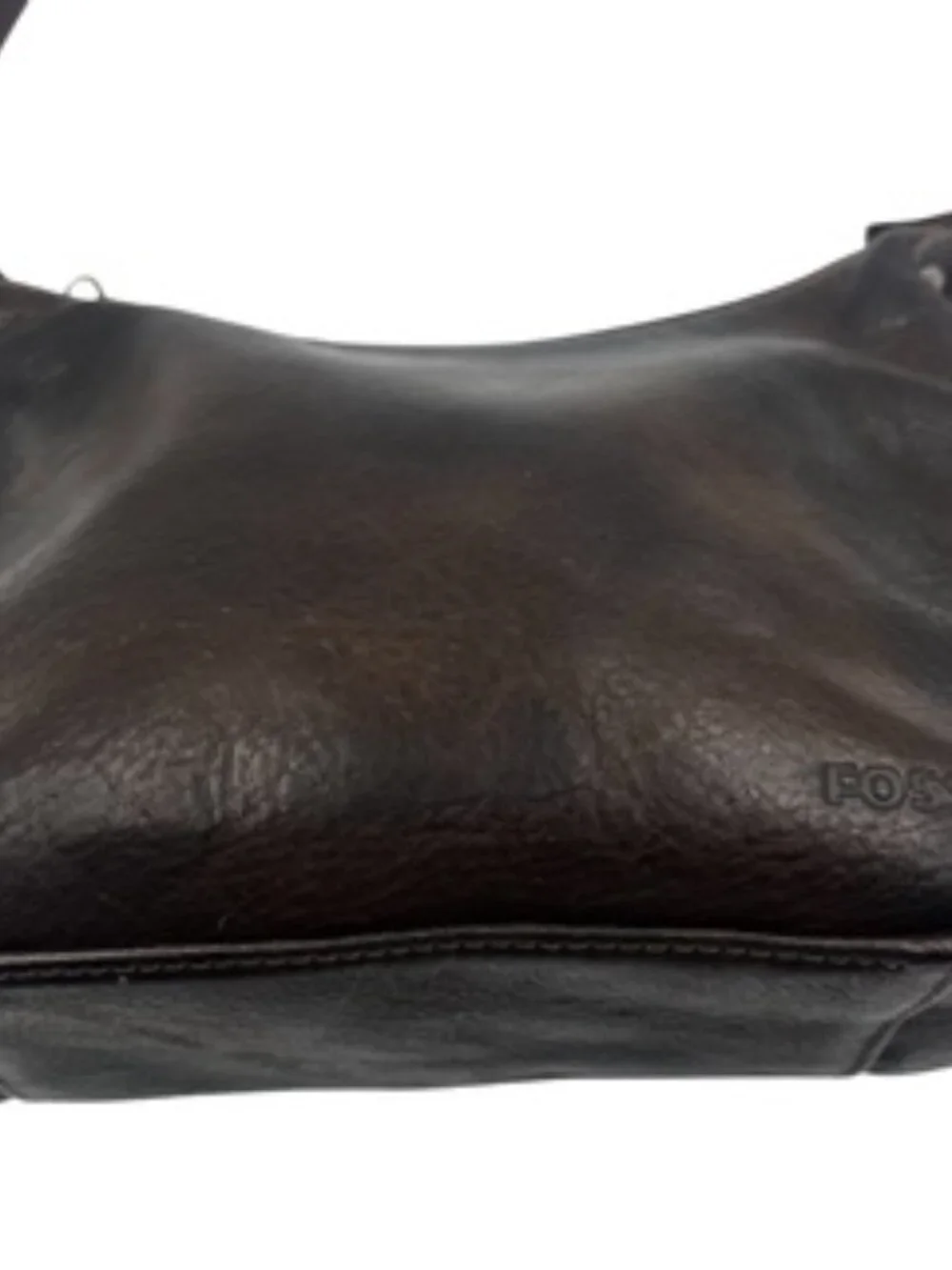 Vintage Fossil Hobo Bag Design Dark Brown Purse Leather Baguette Shoulder Bag